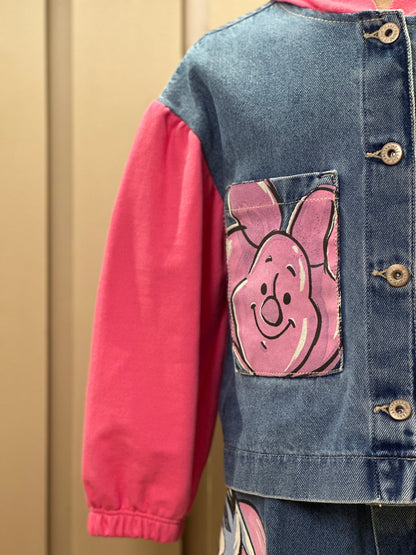 Jaqueta  Infantil Jeans com Moletom Pooh - Animê Petite