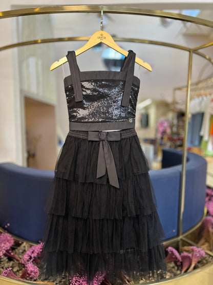 Conjunto Teen Blusa Paetê e Saia Midi Camadas de Tule - Two In