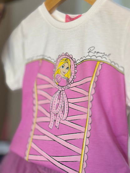 Conjunto Infantil Princesa Rapunzel Blusa e Saia de Tule - Momi