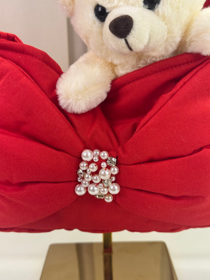 Bolsa Infantil Laço Puffer Pérolas Bordadas - Pituchinhus