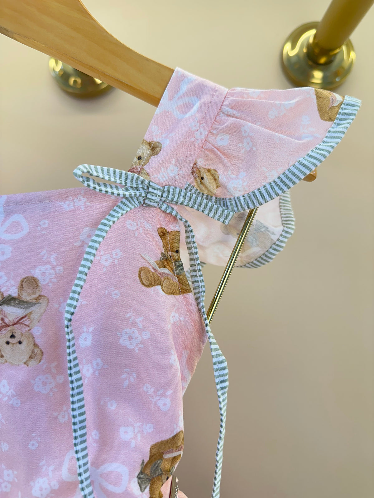 Vestido Infantil Algodão Estampa Ursinhos  Com Babados - Pituchinhus