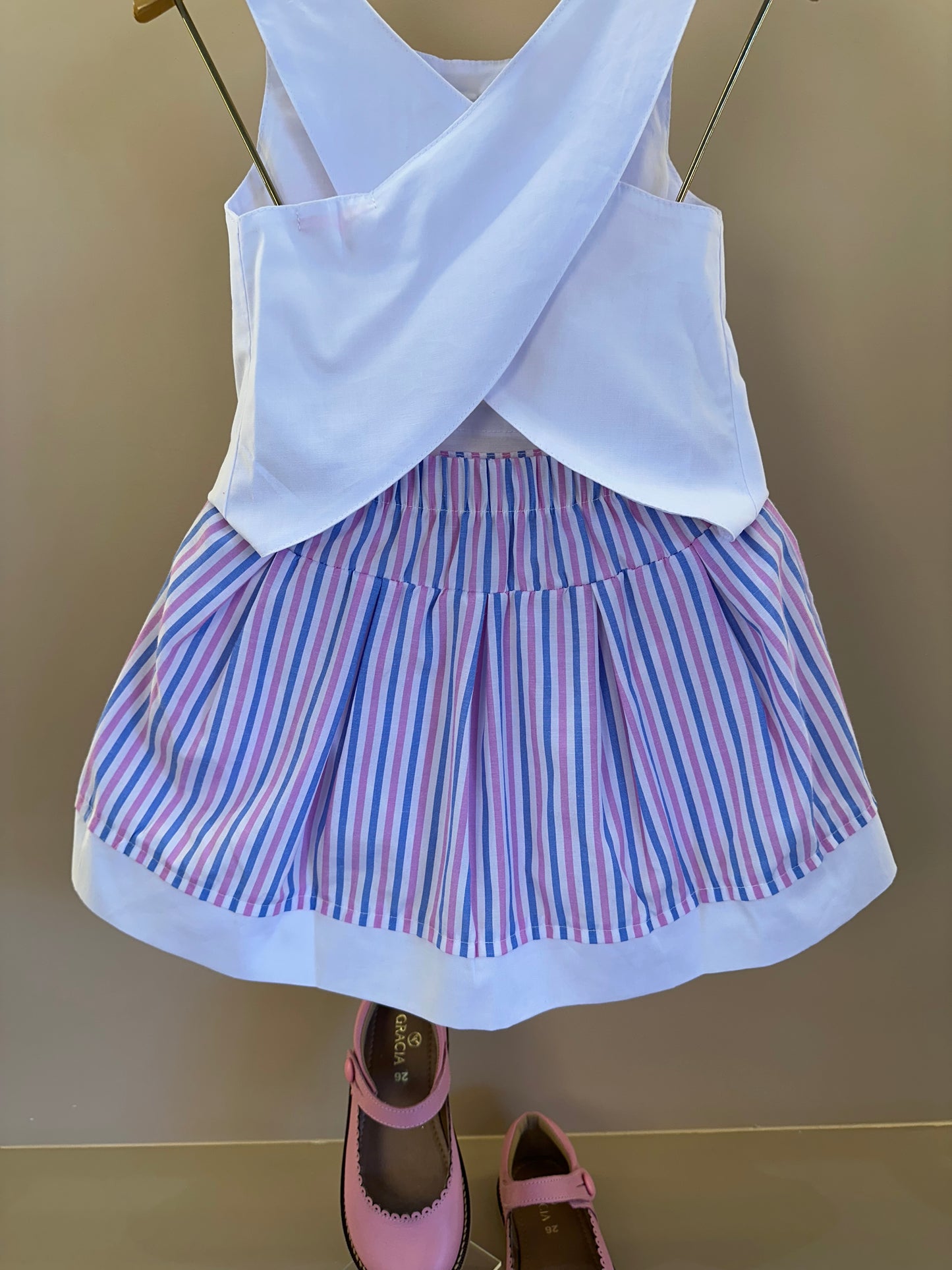 Conjunto Infantil Blusa Laço e Saia  Bordado Sorvetinho - Gabriela Aquarela