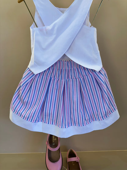 Conjunto Infantil Blusa Laço e Saia  Bordado Sorvetinho - Gabriela Aquarela