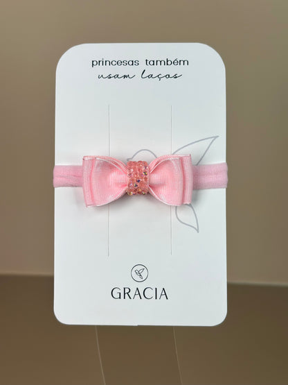 Faixinha Bebê Special Shine Organza Rosa Claro - Gracia