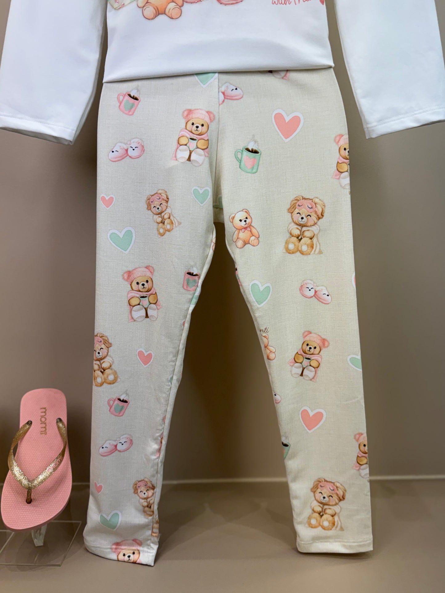 Pijama Infantil Blusa ML Off White e Legging Ursinhos - Infanti
