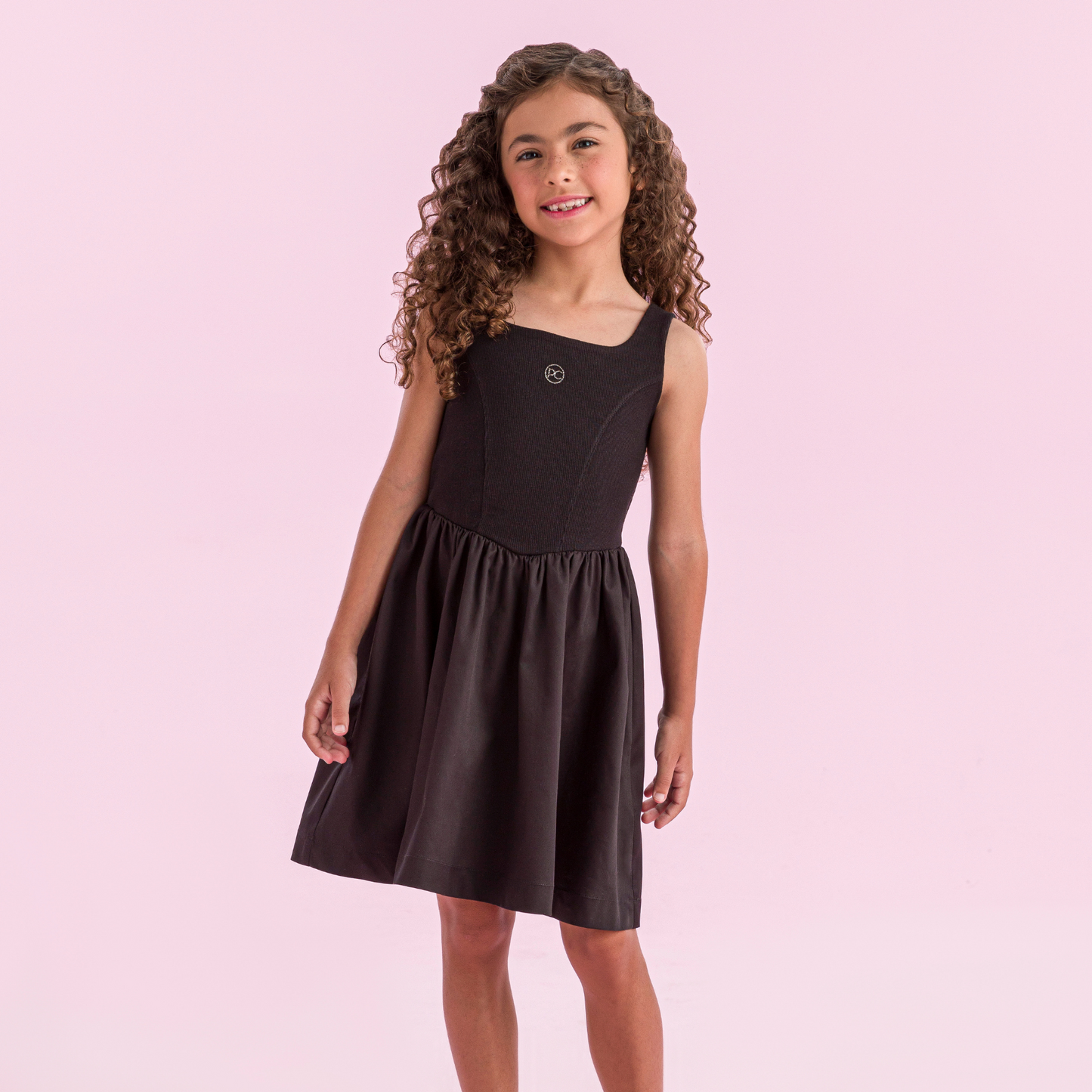Vestido Infantil Corsele Saia Rodada Preto - Petit Cherie