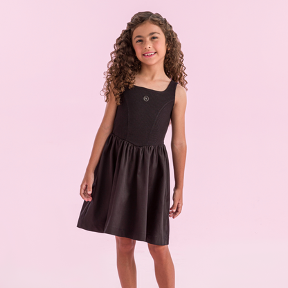 Vestido Infantil Corsele Saia Rodada Preto - Petit Cherie