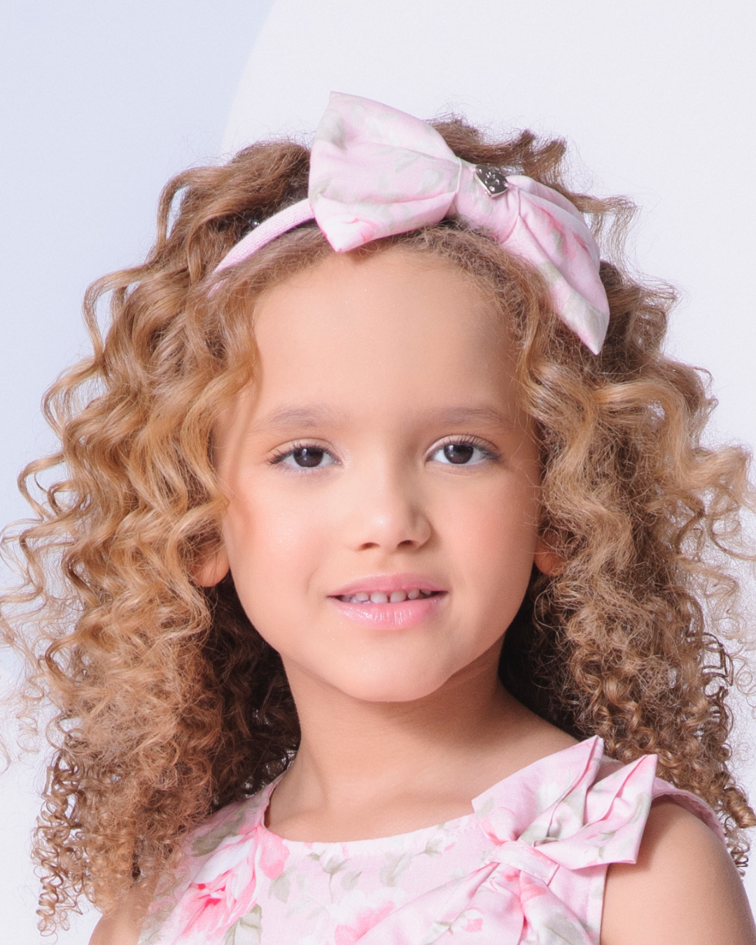 Arquinho Infantil Laço Puffer Maxi Rosas - Pituchinhus