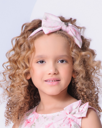 Arquinho Infantil Laço Puffer Maxi Rosas - Pituchinhus