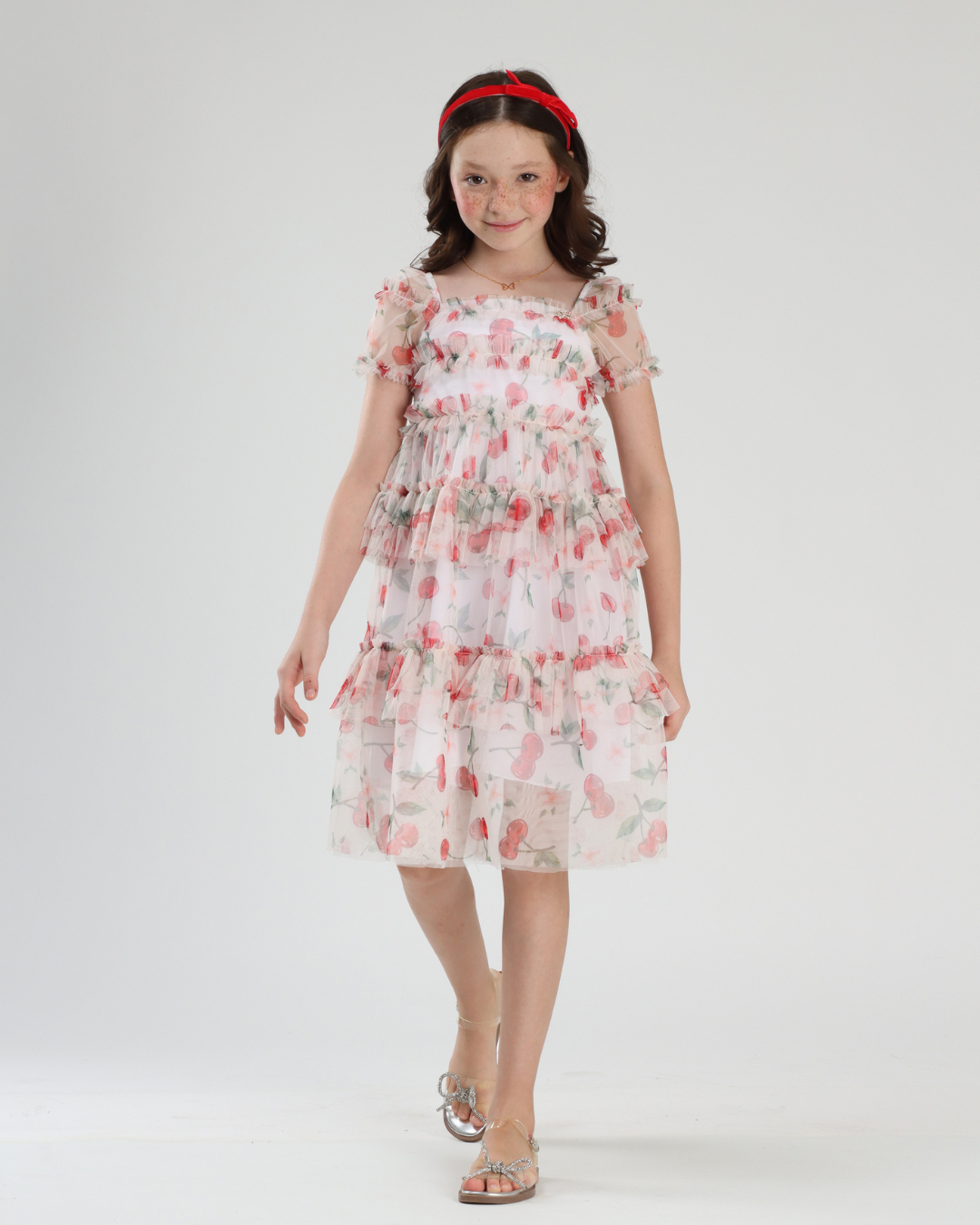 Vestido Infantil Rodado Tule Cerejinha - Luluzinha