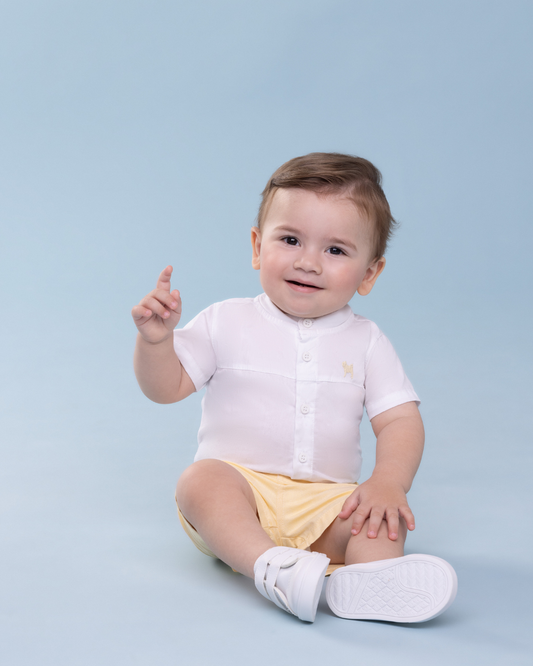 Conjunto Bebê Body-Camisa e Bermuda Oxfordine - Charpey PRÉ-VENDA