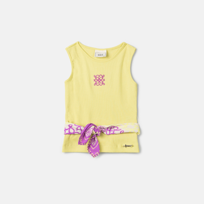 Conjunto Infantil Blusa Lenço ANM e Shorts Jeans Pingente - Animê
