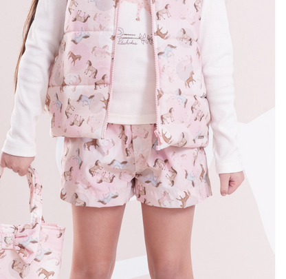 Shorts Infantil Algodão Cavalinhos Rosa - Pituchinhus
