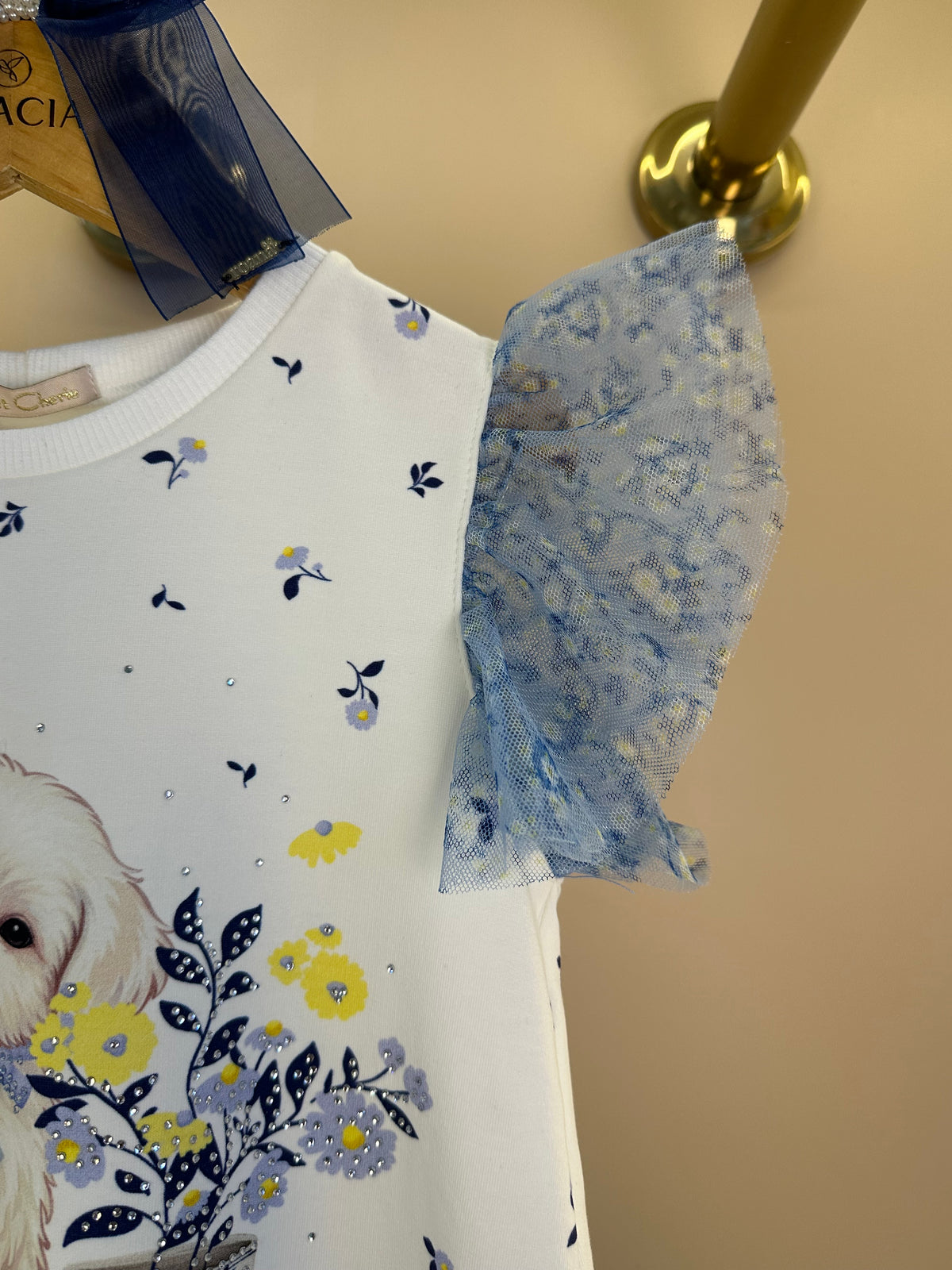 Vestido Infantil Cachorrinho Tule Etampado - Petit Cherie