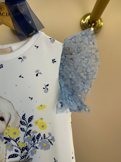 Vestido Infantil Cachorrinho Tule Etampado - Petit Cherie