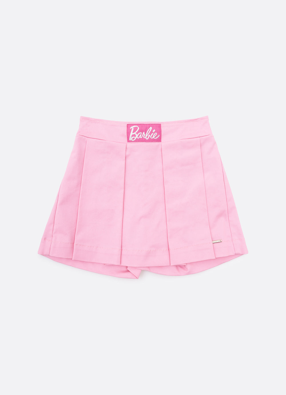 Conjunto Infantil Regata Patche Coração Barbie e Saia Sarja Pregas Patche Barbie Rosa Romântico - Pituchinhus
