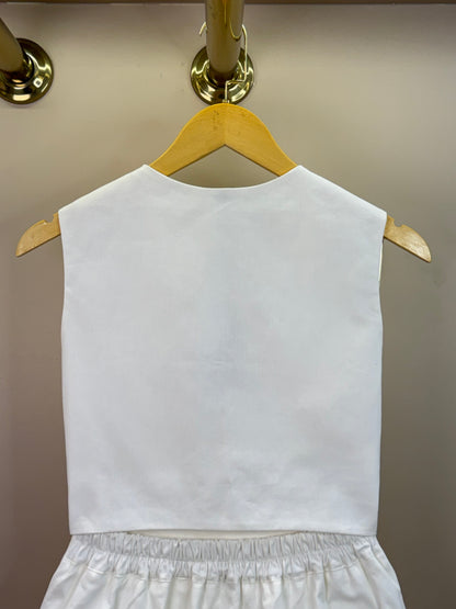 Conjunto Teen Colete de Sarja Strass e Saia-Shorts Teen Sarja Strass Off White - Two In