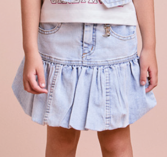 Saia Jeans Claro Infantil Balonê - Animê