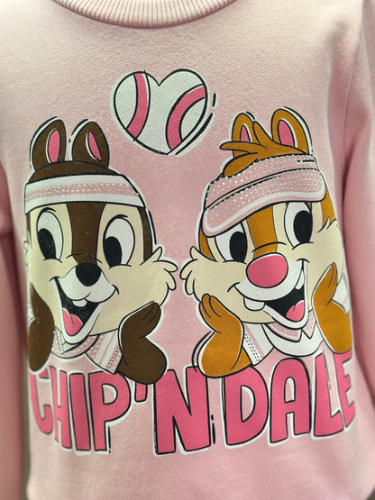 Conjunto Infantil Moletom Casaco Chip'N Dale e Calça Rosa Quartzo - Momi Mini