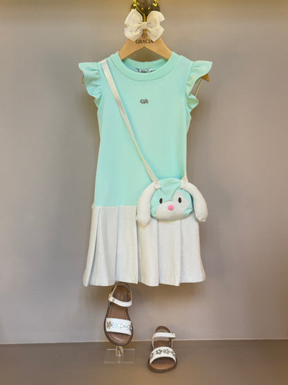 Vestido Infantil Comfy com Bolsa de Cachorrinho Acqua - Gabriela Aquarela