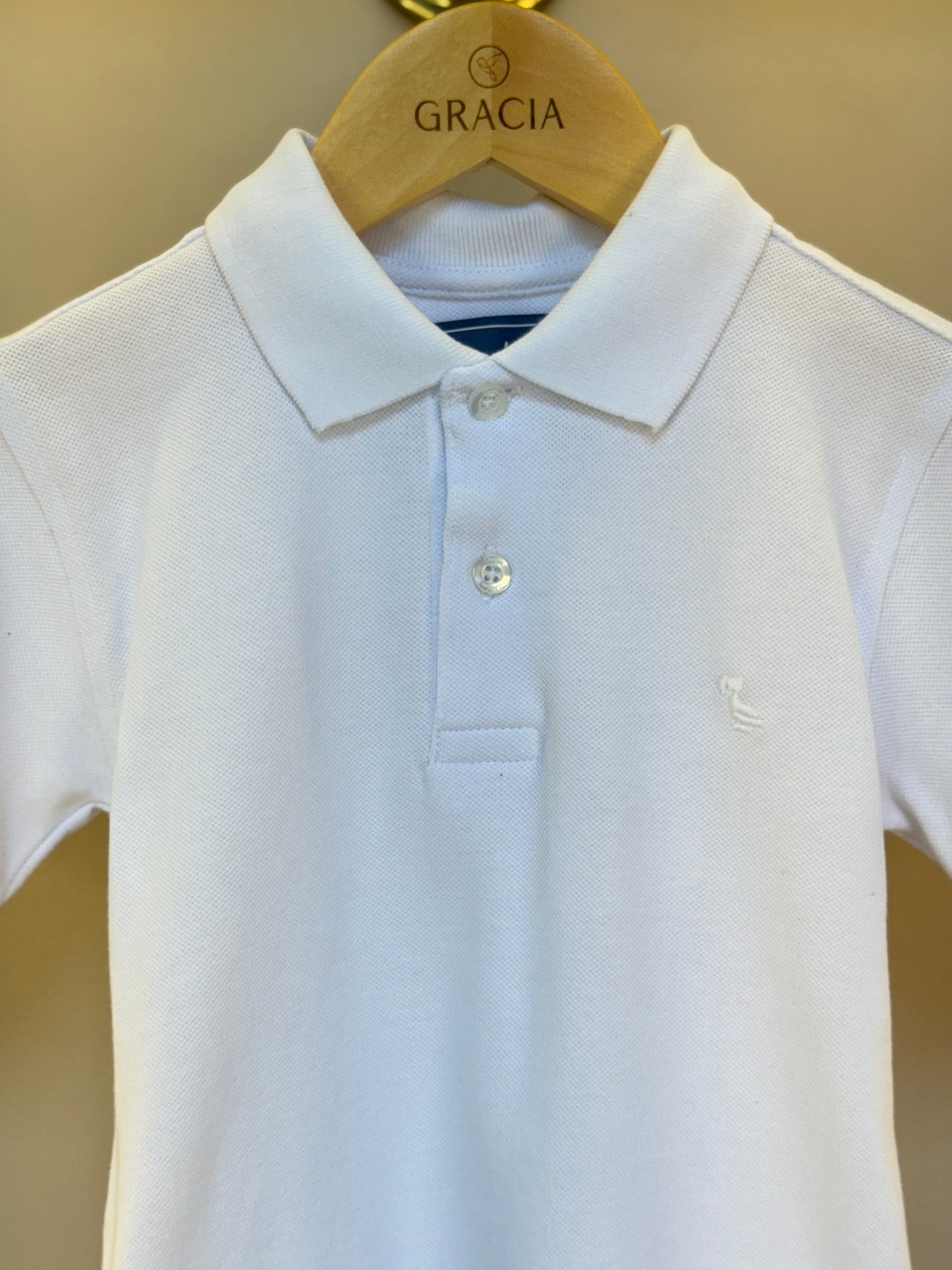 Polo Infantil Piquet Branco - Dudes