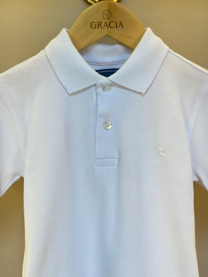 Polo Infantil Piquet Branco - Dudes