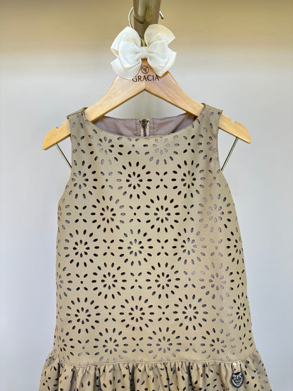 Vestido Infantil Couro Tech Floral Vazado - Animê