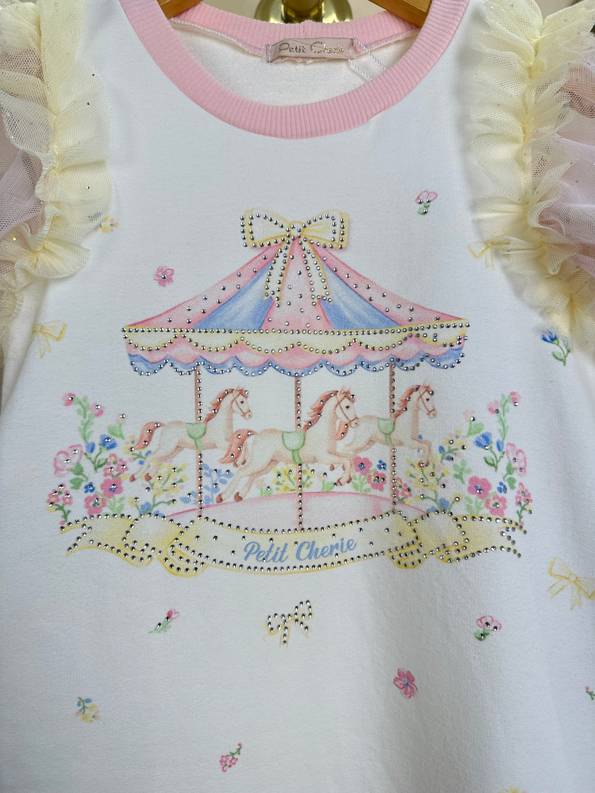 Vestido Infantil Tule Biocolor Estampa Carrossel - Petit Cherie