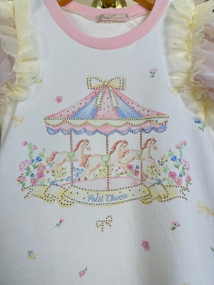 Vestido Infantil Tule Biocolor Estampa Carrossel - Petit Cherie