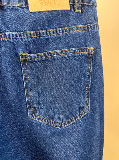 Calça Teen Jeans Wide Leg Cargo Azul - Authoria