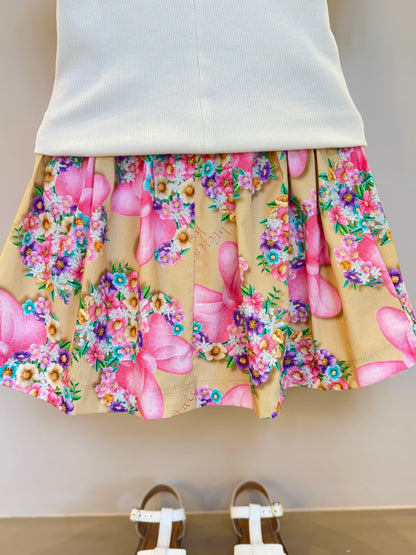 Conjunto Infantil Blusa Com Laço Minnie Flores e Saia Estampada Minnie Flores - Animê