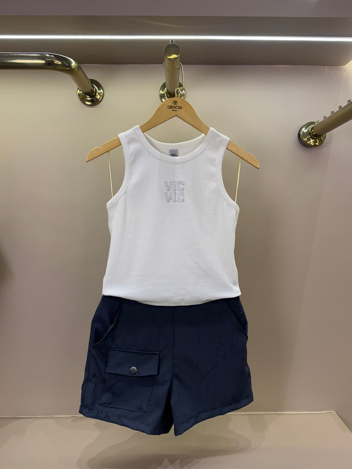 Conjunto Teen Blusa Regata e Short Liz Alfaiataria -  Vic Vick