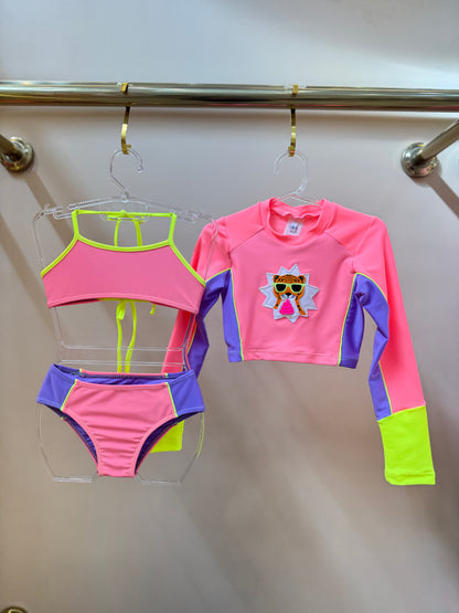 Biquíni Infantil Trio Cropped ML Kamili Est Pop - Siri Kids
