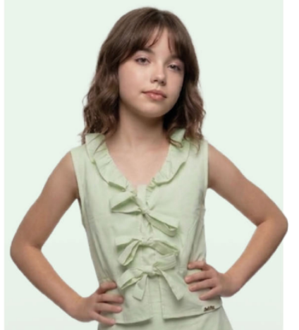 Blusa Infantil Em Tricoline Com Amarração Na Frente - Luluzinha