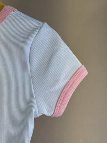 Conjunto Infantil Blusa Barbie Strass Branca e Calça Legging Barbie Rosa Xadrez - Pituchinhus