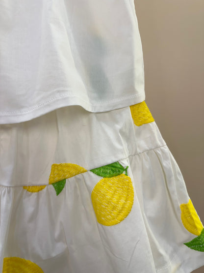 Conjunto Infantil Blusa Off e Saia Limões Soleil - Animê