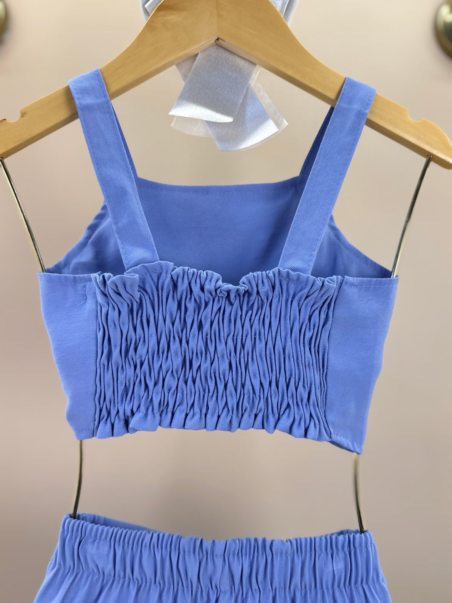 Conjunto Infantil Blusa com Alça e Short-Saia Azul Medio - Infanti