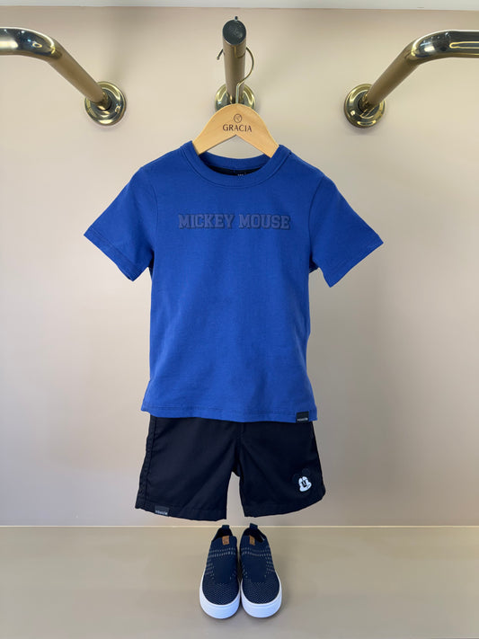 Conjunto Infantil T - Shirt Estampa Mickey Mouse e Bermuda Preta - Youccie