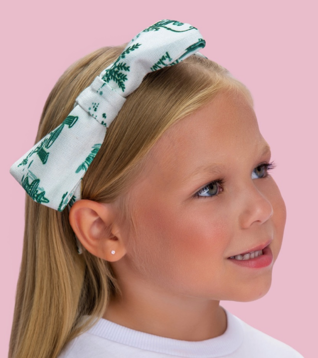 Tiara Infantil Estampa Verde Com Laço - Petie Cherie