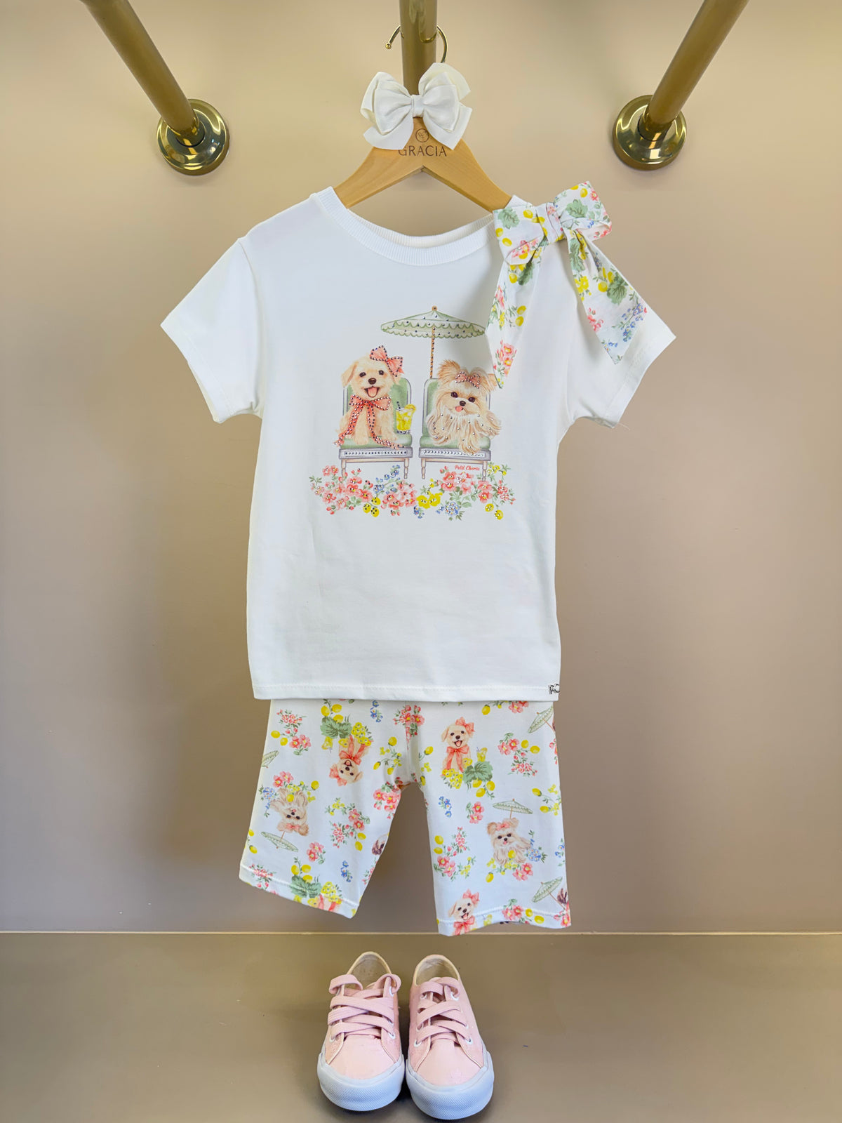 Conjunto Infantil Blusa Laço Maxxi Lateral e Shorts Legging - Petit Cherie