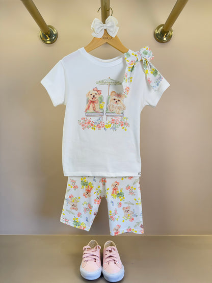 Conjunto Infantil Blusa Laço Maxxi Lateral e Shorts Legging - Petit Cherie