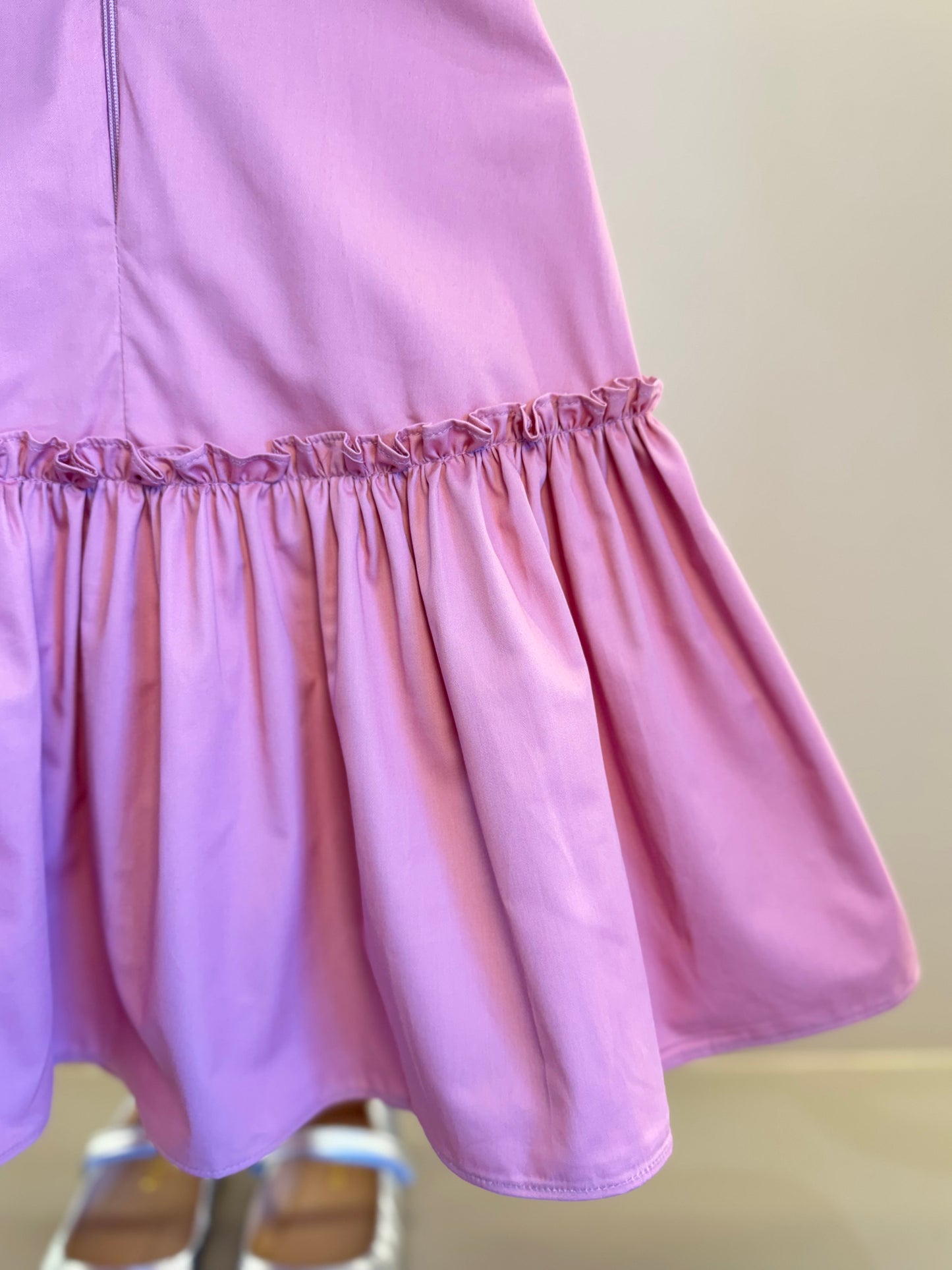 Vestido Infantil Algodão Laço Strass Ombro Rosé - Petit Cherie