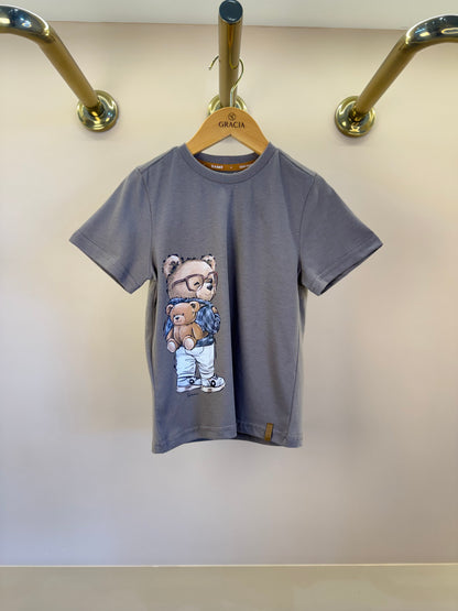 Camiseta Infantil MC Teddy Mochila Marrom - Dame