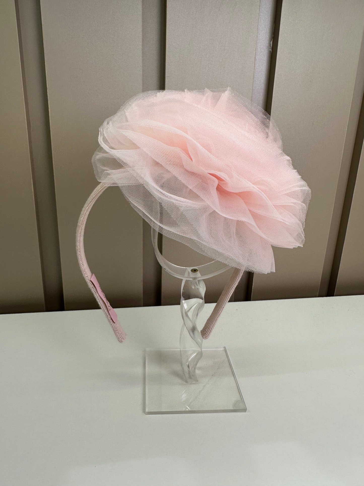 Arquinho Infantil Maxi Flor Tule Rosa Baby - Pituchinhus