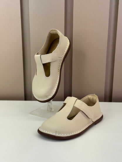 Sapato Infantil Couro Colegial Creme - Petit Cheval