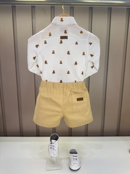 Camisa-body Bebê Tricoline Estampa Teddy ML - Dame