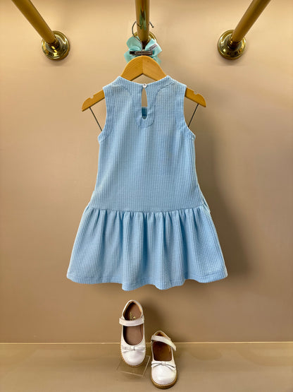Vestido Infantil Jumper Detalhe Pala e Laço Azul - Beabá