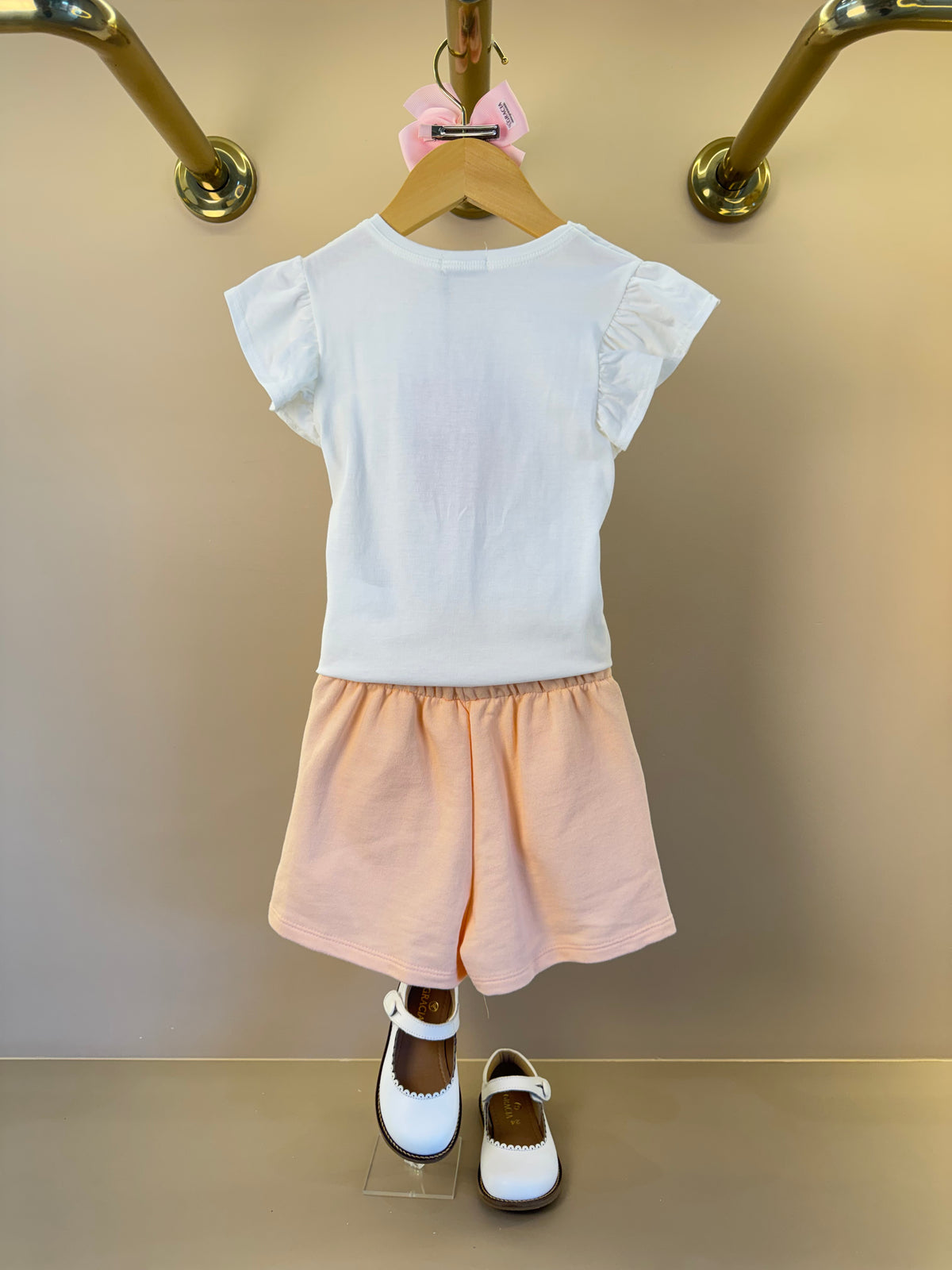 Conjunto Infantil Blusa Ursinha Com Strass e Shorts Moletom - Infanti