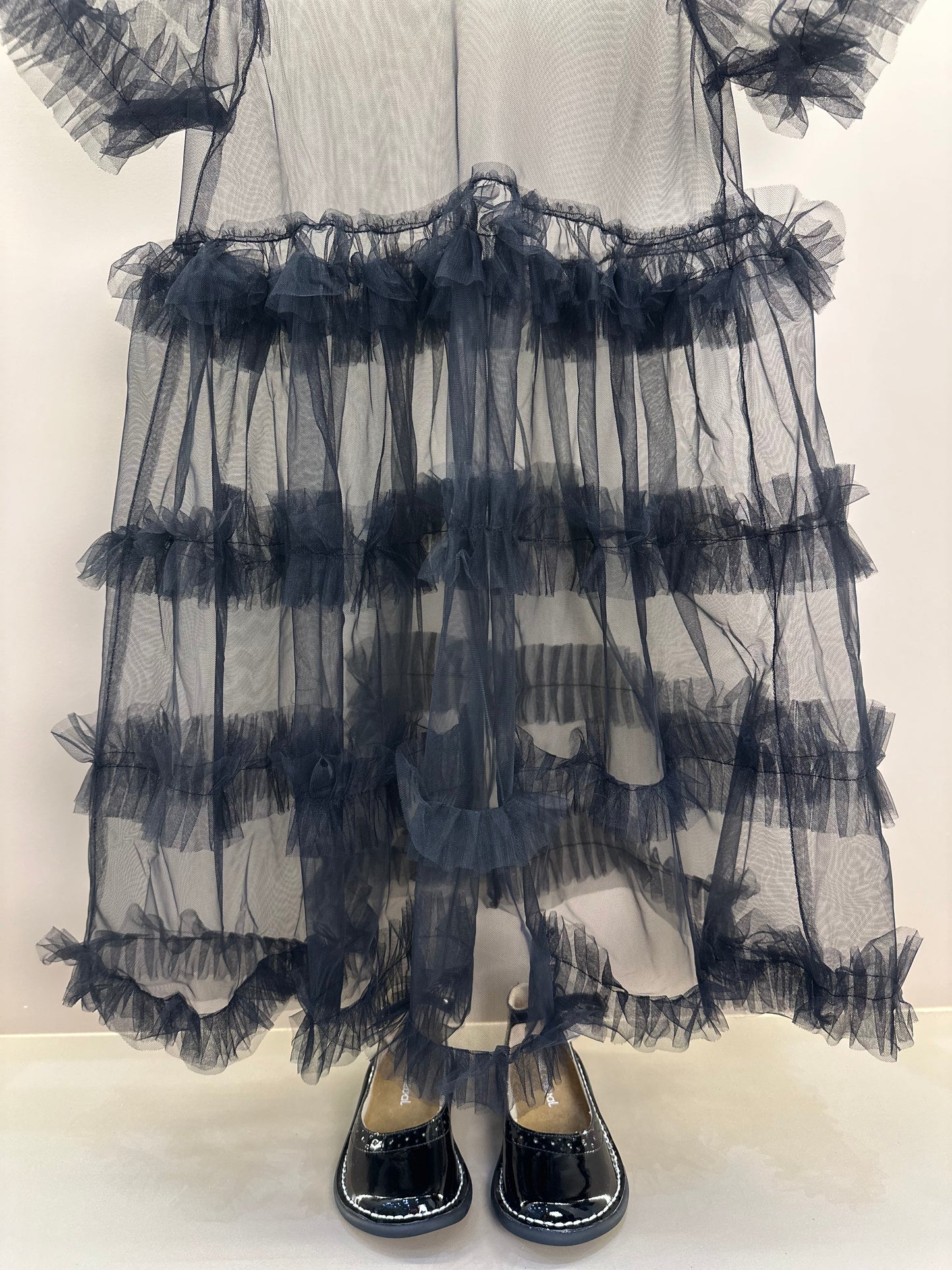 Vestido Infantil Tule Babados Poá Cachorrinhos - Pituchinhus