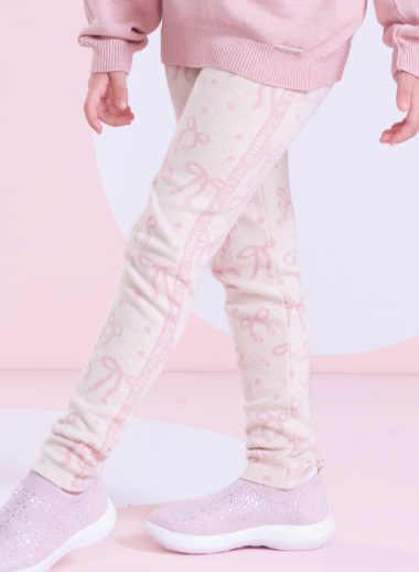 Legging Infantil Tricot Jacquard Multi-laços Ninive - Pituchinhus